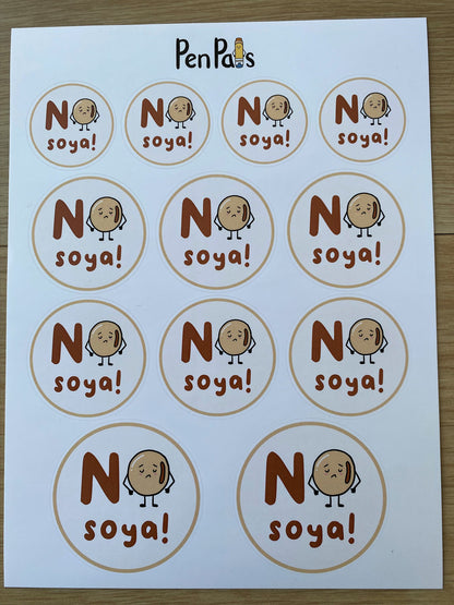 Soya Allergy Alert Stickers: Kid-Friendly Lunchbox Labels