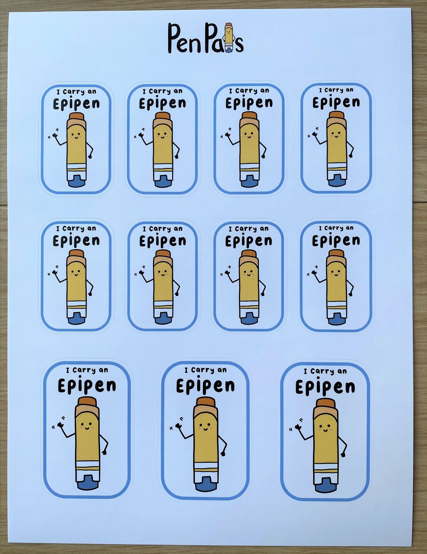 EpiPen Allergy Alert Stickers: Lunchbox, Backpack, Waterproof Sticker Sheet