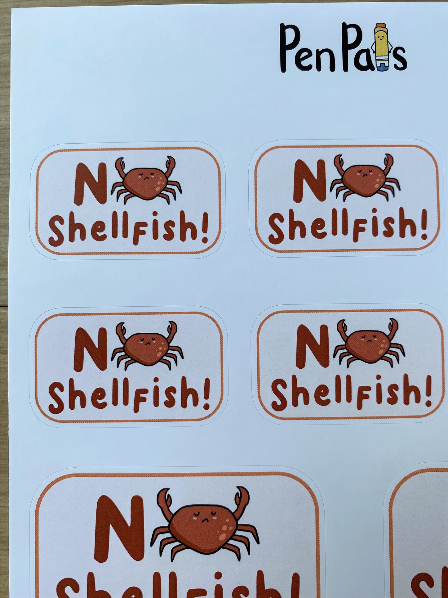Shellfish Allergy Alert Stickers: Lunchbox & Food Container Labels