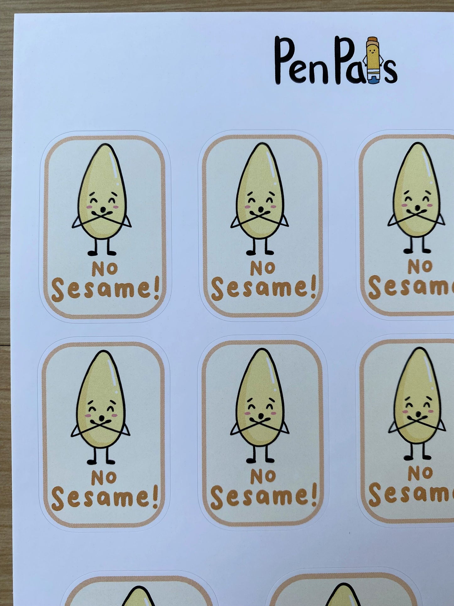 Sesame Allergy Stickers / No Sesame / Allergy Alert / Lunchbox Stickers / Food Allergy / Warning Stickers / Sticker Sheet / Kid-Friendly