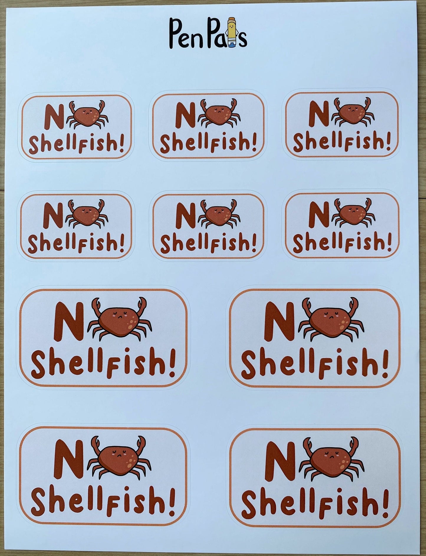 Shellfish Allergy Alert Stickers: Lunchbox & Food Container Labels