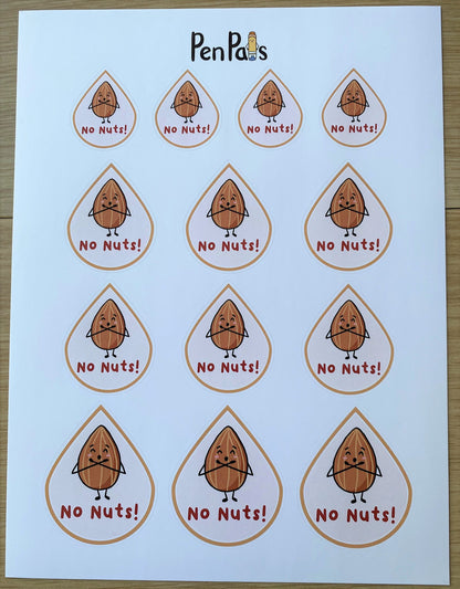 Nut Allergy Alert Stickers: Kid-Friendly Lunchbox Labels