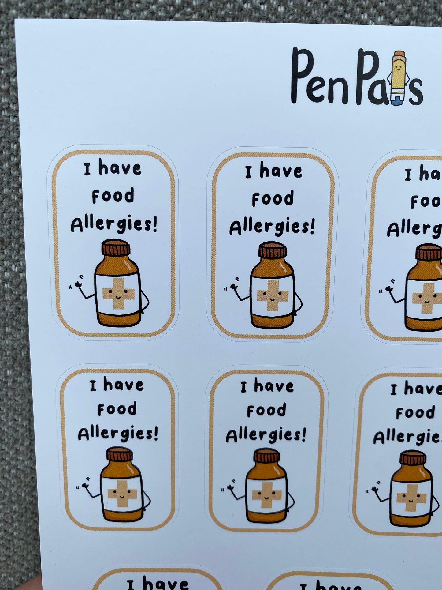 Food Allergy Stickers: Lunchbox, Water Bottle, Backpack Alerts