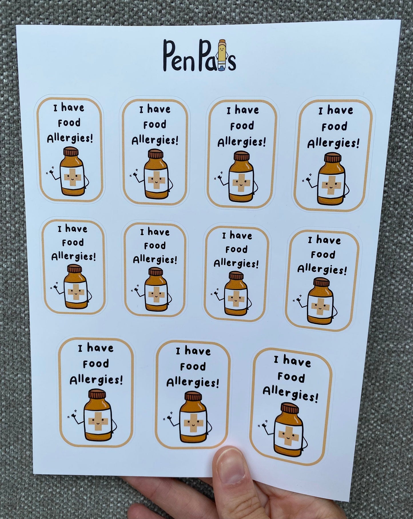 Food Allergy Stickers: Lunchbox, Water Bottle, Backpack Alerts