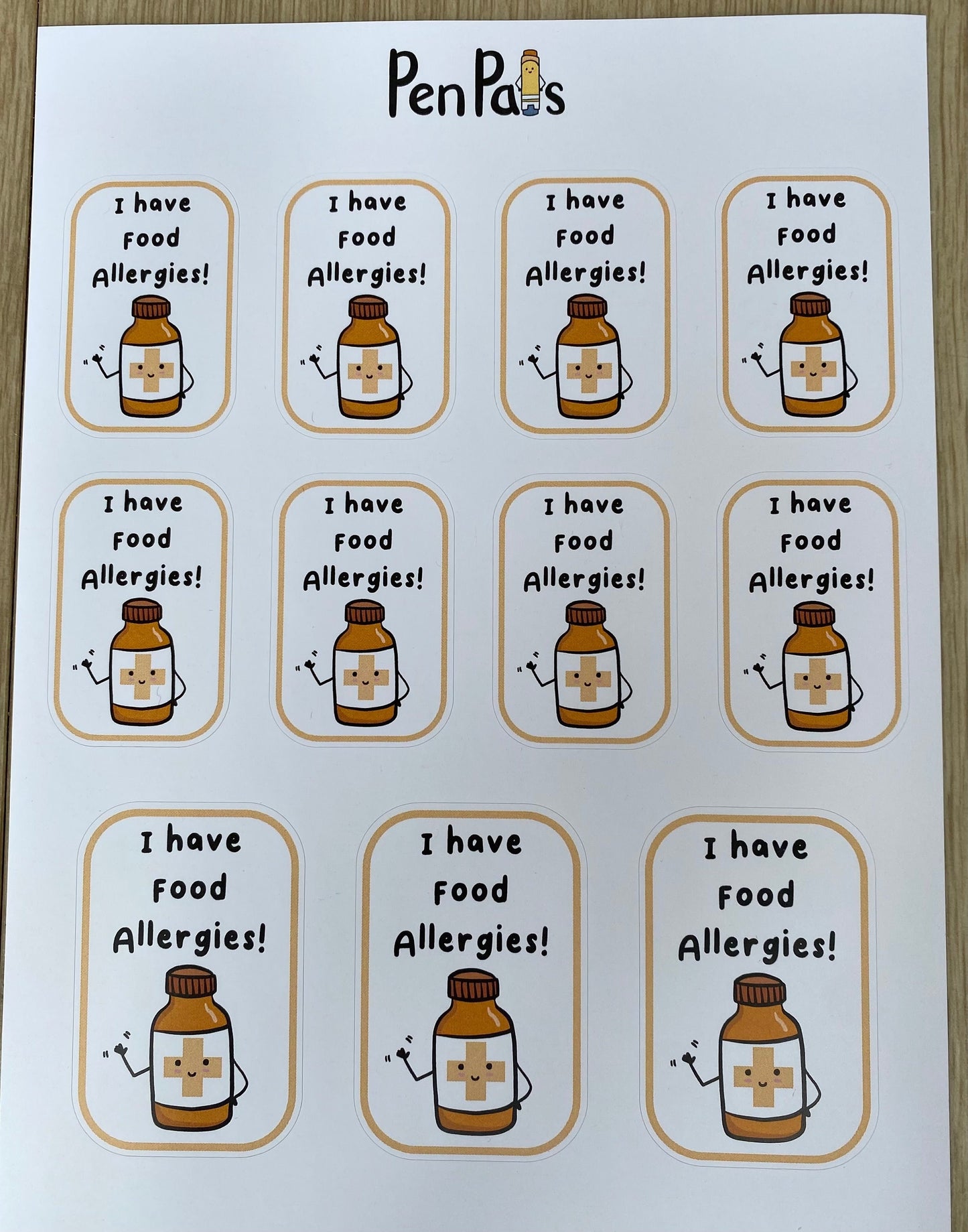 Food Allergy Stickers: Lunchbox, Water Bottle, Backpack Alerts