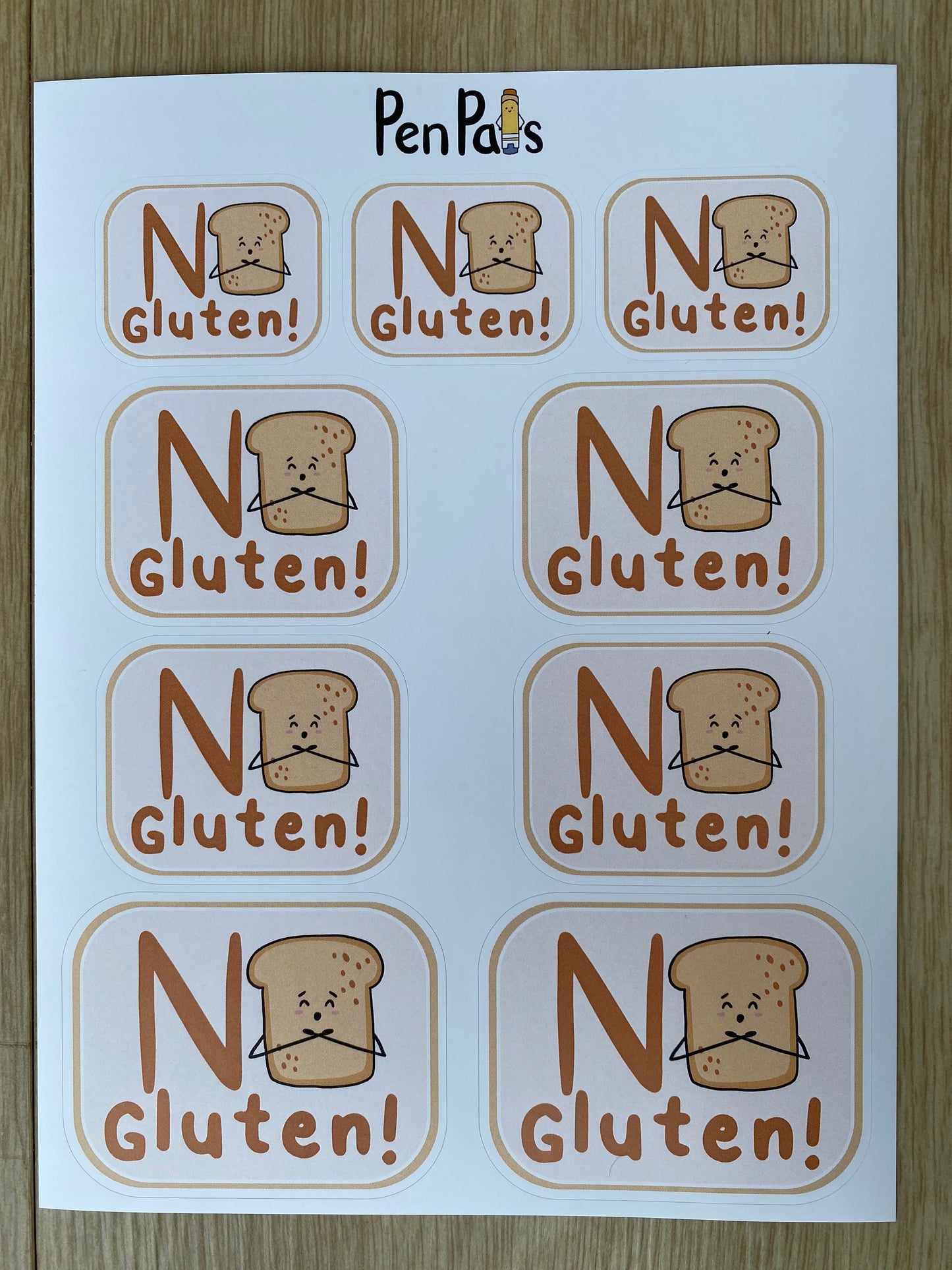 Gluten Free Allergy Alert Stickers: Lunchbox, Water Bottle Sticker Sheet