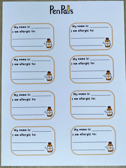 Personalised Food Allergy Stickers: Lunchbox & Epipen Alert Labels