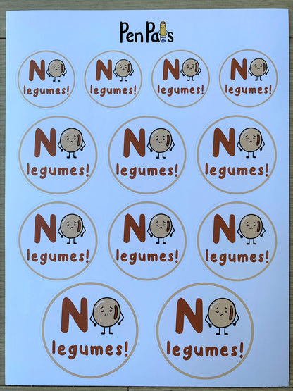 Legume Allergy Alert Stickers: Kid-Friendly Lunchbox Labels