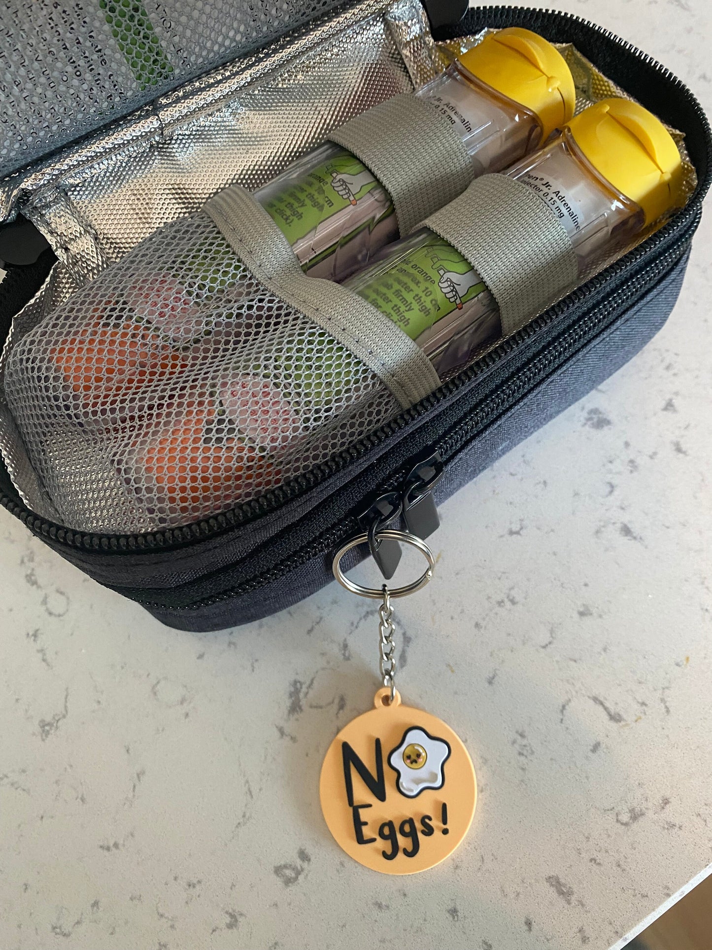 No Eggs Allergy Alert Keyring: Child-Friendly Medical Tag