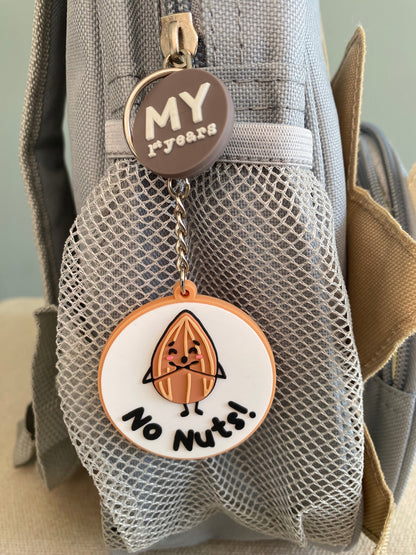 No Nuts Allergy Alert PVC Keyring: Child-Friendly Medical Tag