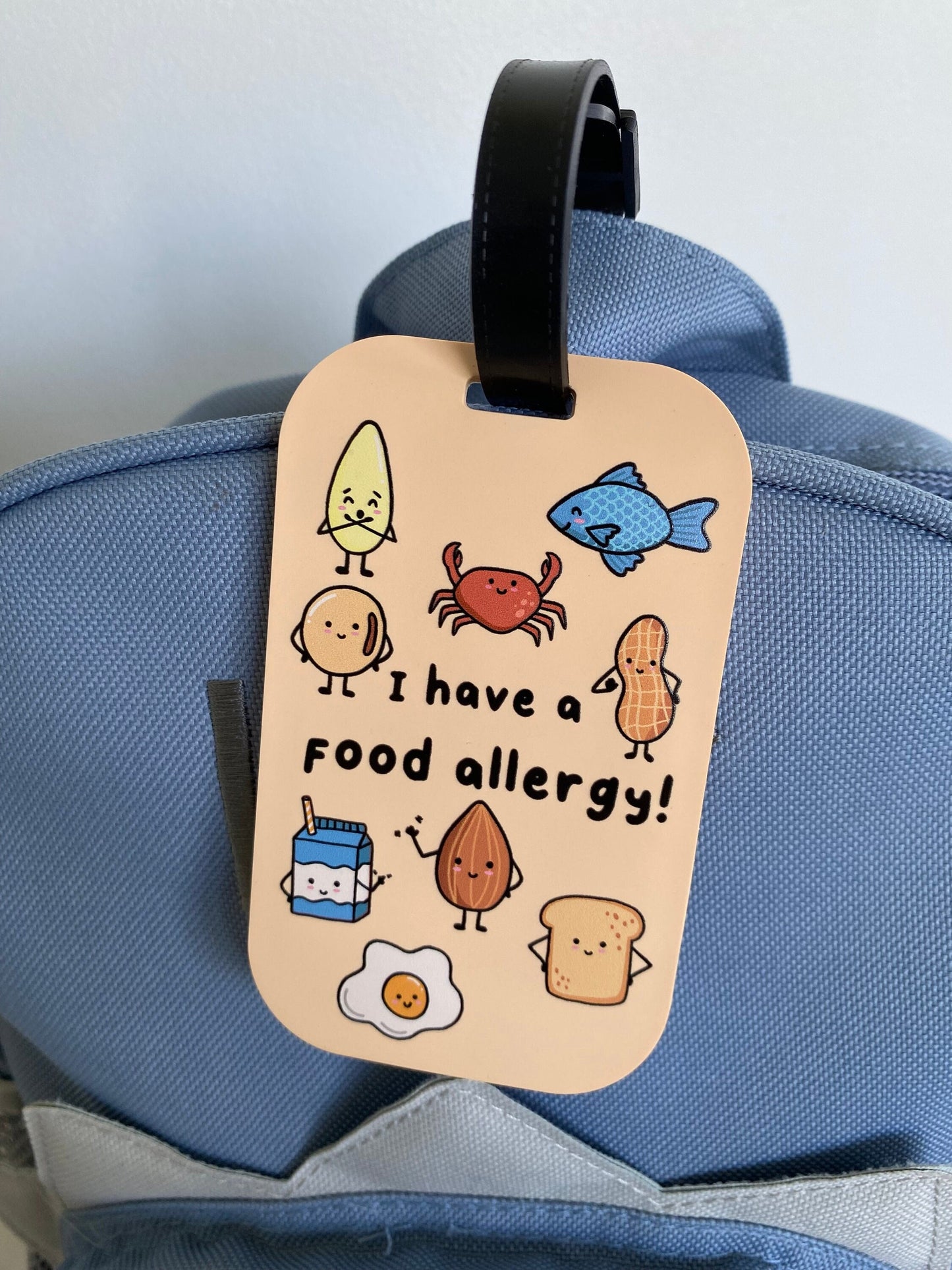 Food Allergy Alert Tag: Kids Medical Luggage/Bag Tag