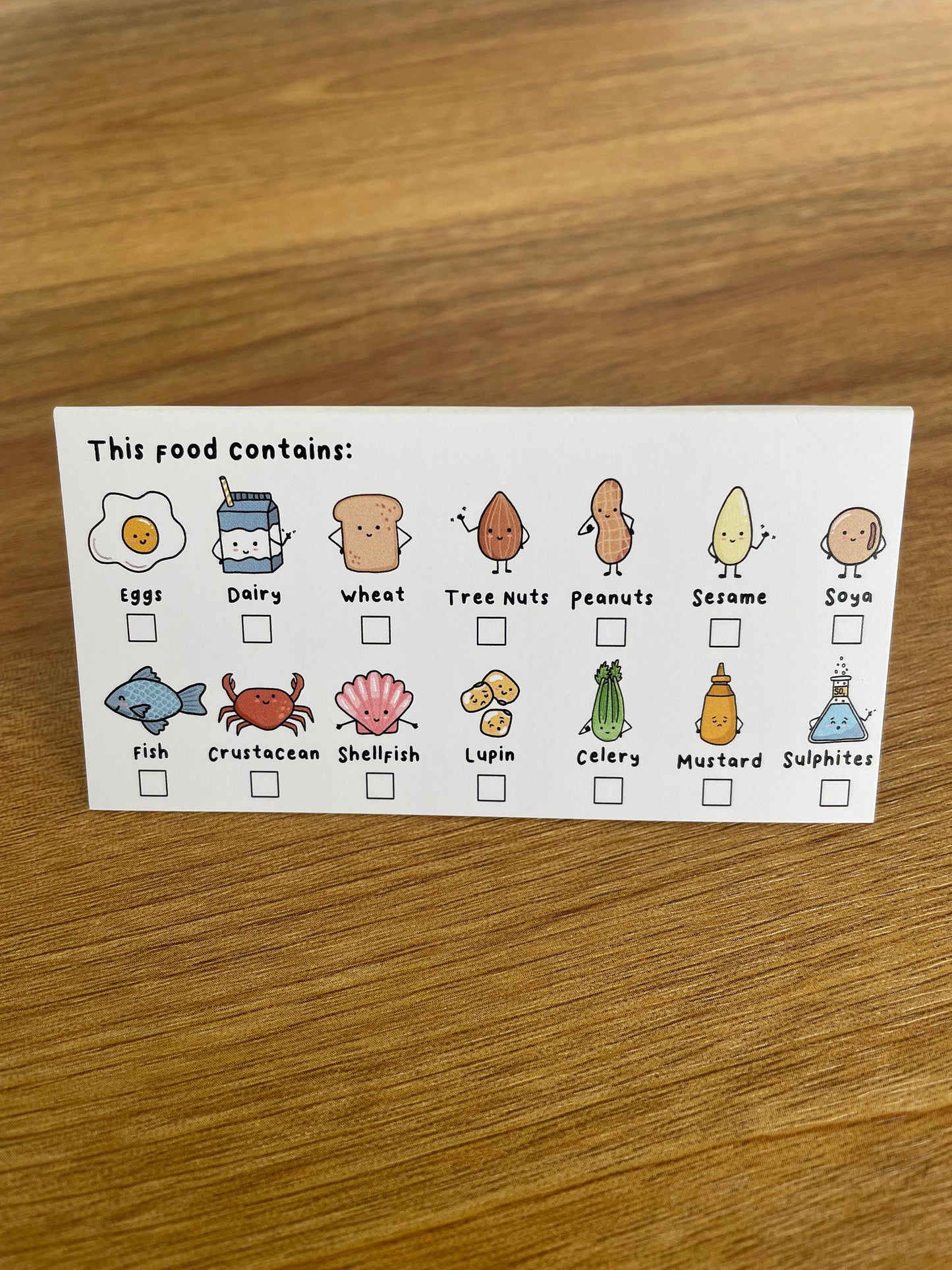 Allergy Information Place Cards: Top 14 Allergen Labels