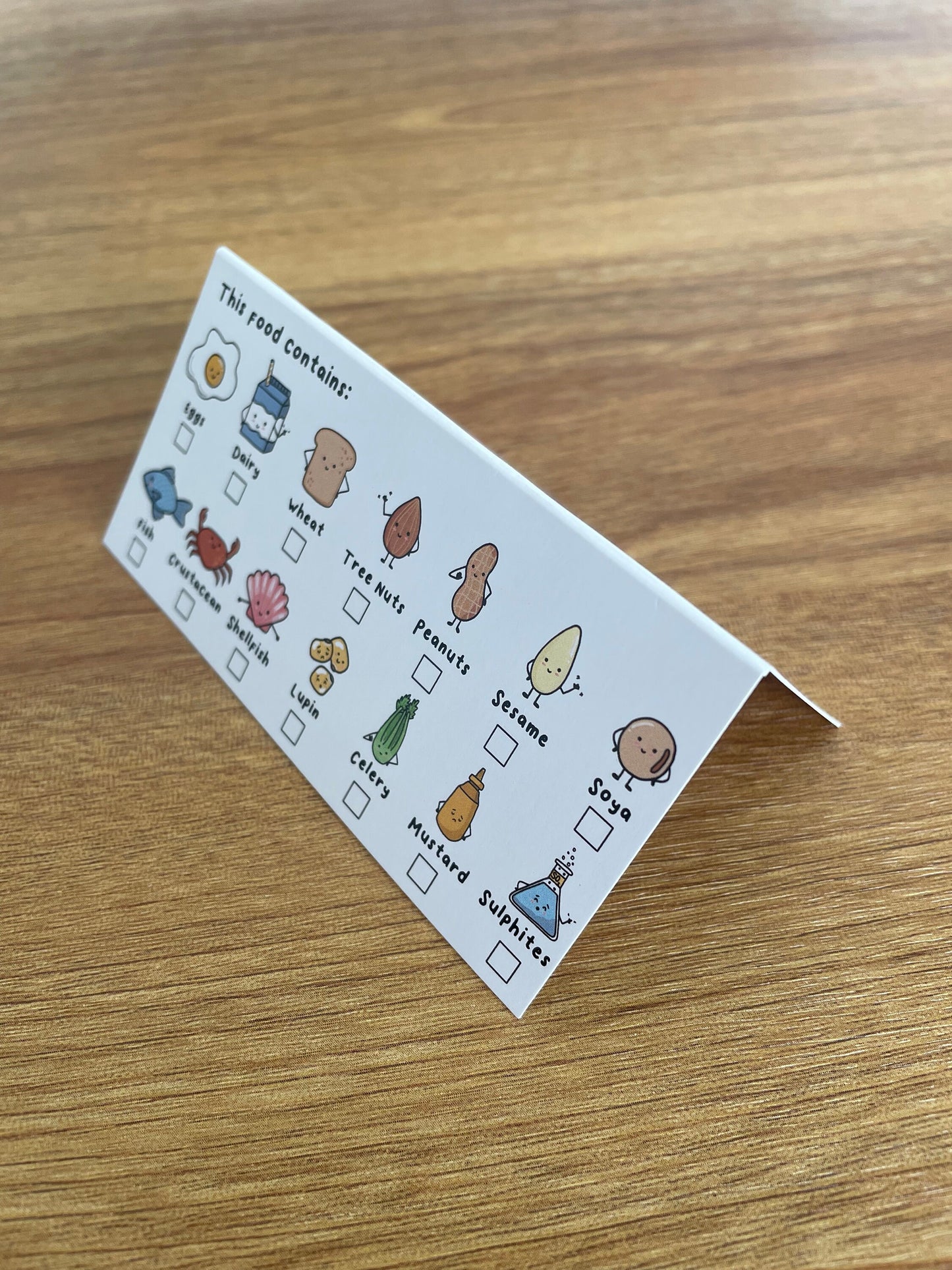 Allergy Information Place Cards: Top 14 Allergen Labels