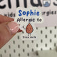 Personalised Allergy Alert Sticker: Waterproof Lunchbox Decal (Pack of 2)