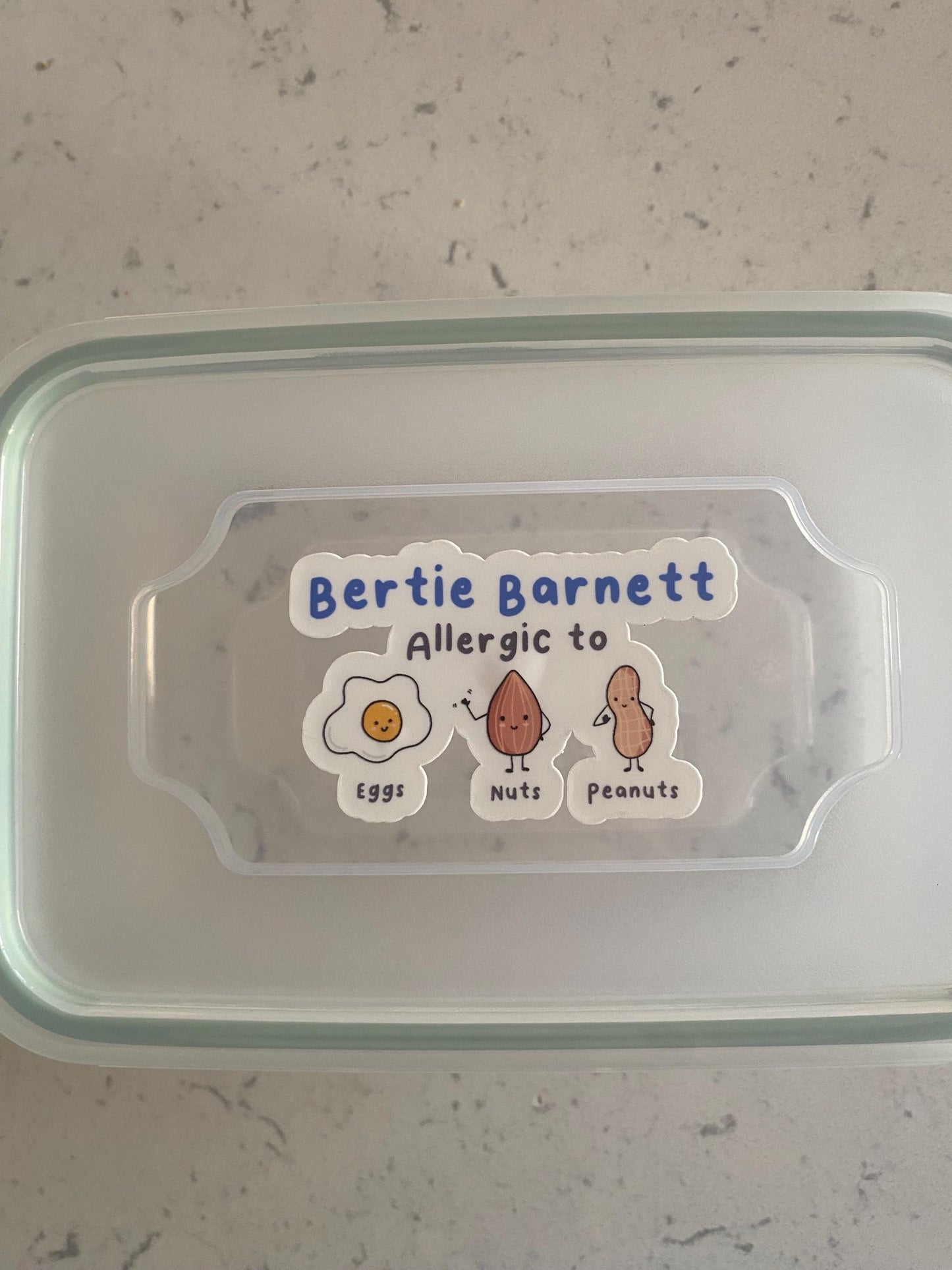 Personalised Allergy Alert Sticker: Waterproof Lunchbox Decal (Pack of 2)