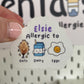Personalised Allergy Alert Sticker: Waterproof Lunchbox Decal (Pack of 2)