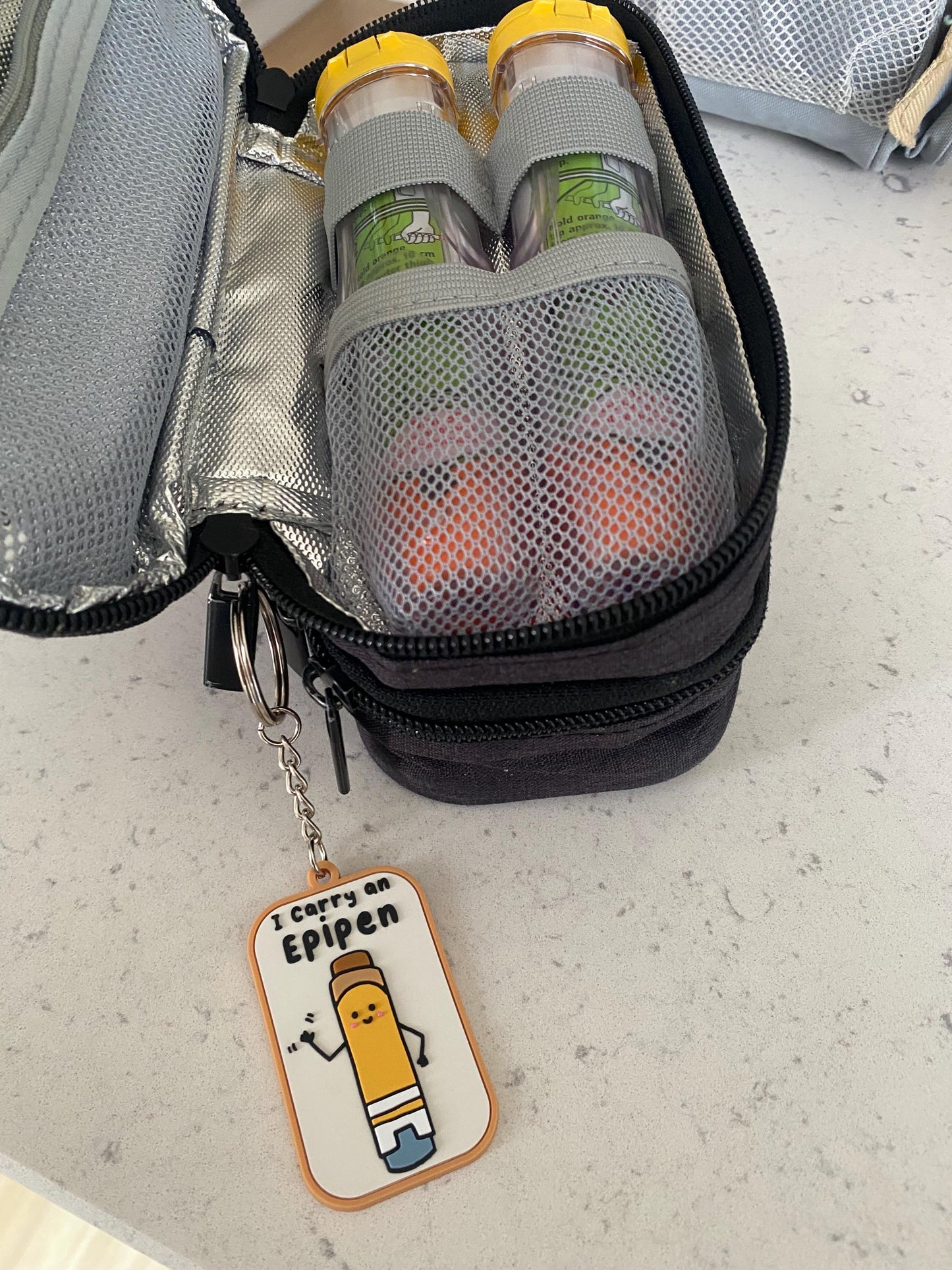 I carry an Epipen Rubber PVC Keyring / epipen keyring / medical alert / alert tag / epipen keychain / allergy alert / auto-injector / epipen