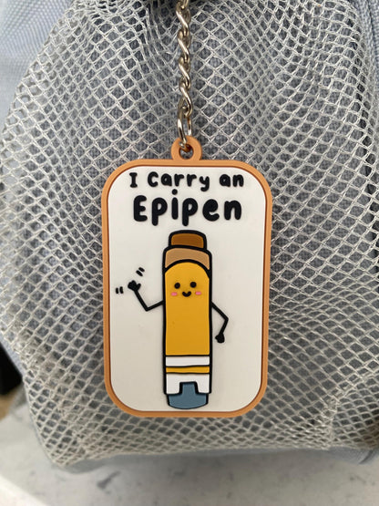 I carry an Epipen Rubber PVC Keyring / epipen keyring / medical alert / alert tag / epipen keychain / allergy alert / auto-injector / epipen