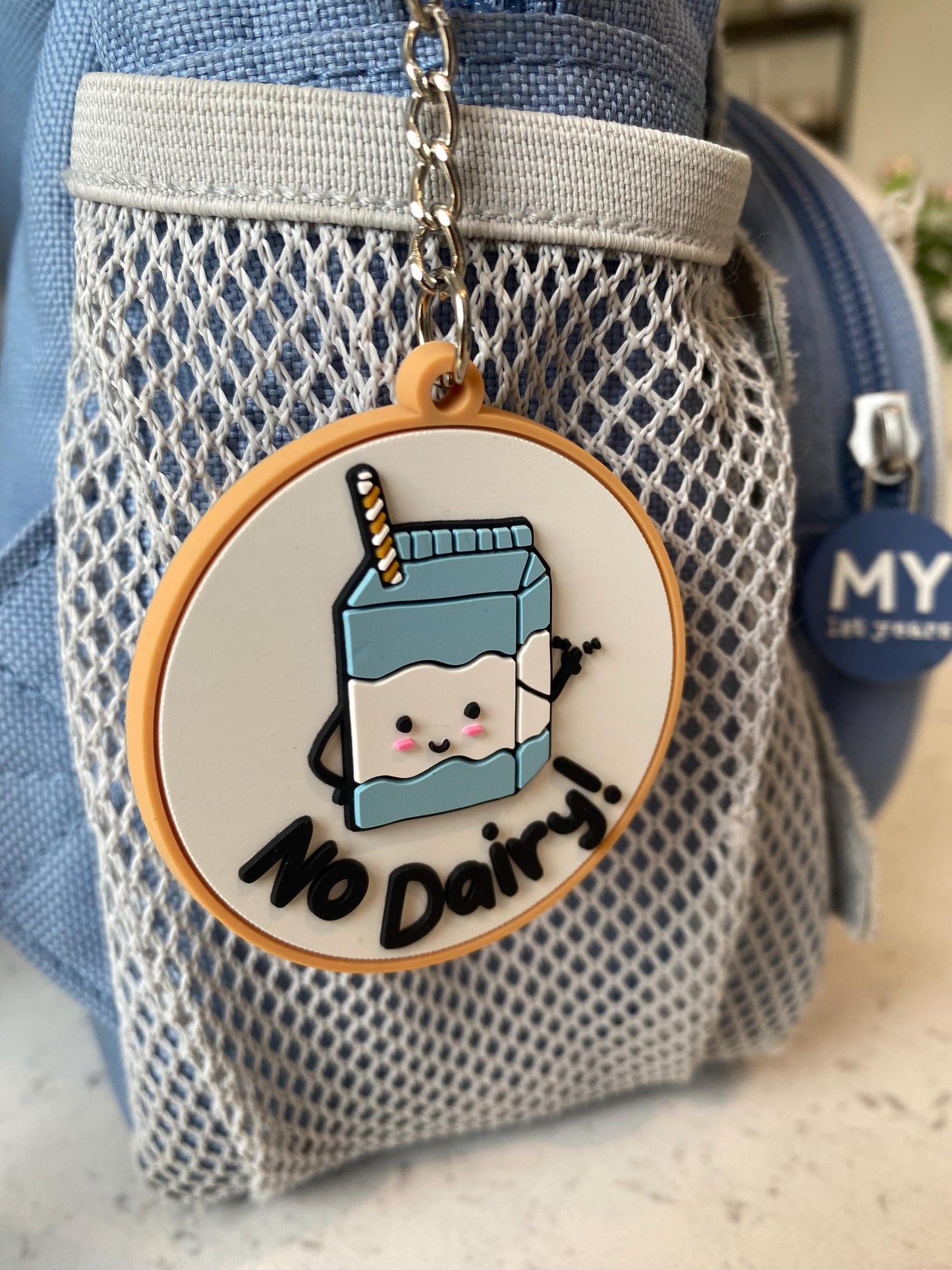 No Dairy Rubber PVC Keyring / Milk Allergy Keyring / Medical Alert / Alert Tag / Dairy Allergy Keychain / Allergy Alert / Milk Allergy
