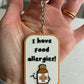 Food Allergy Alert PVC Keyring: Medical Alert Tag (I have food allergies)