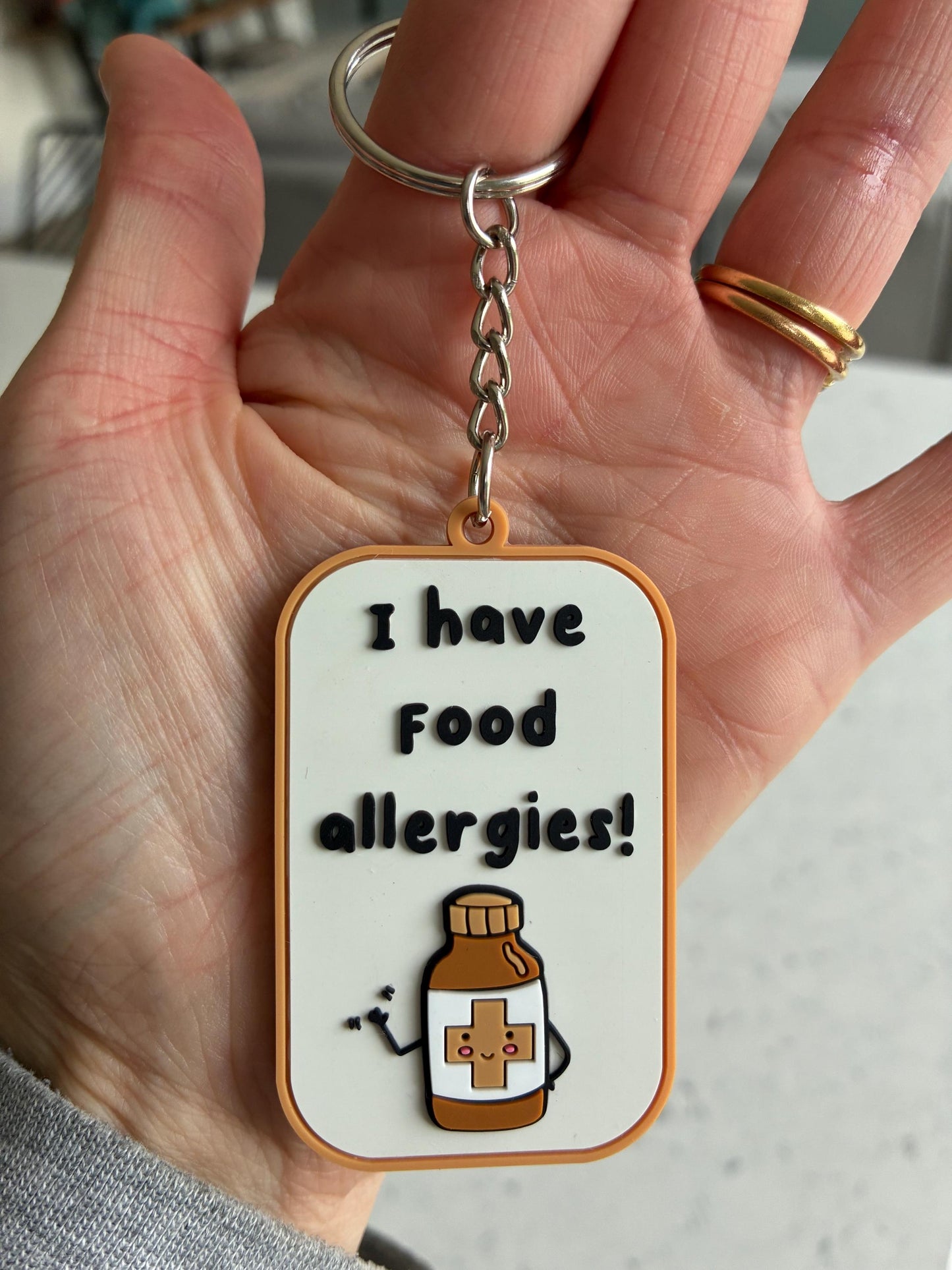 Food Allergy Alert PVC Keyring: Medical Alert Tag (I have food allergies)