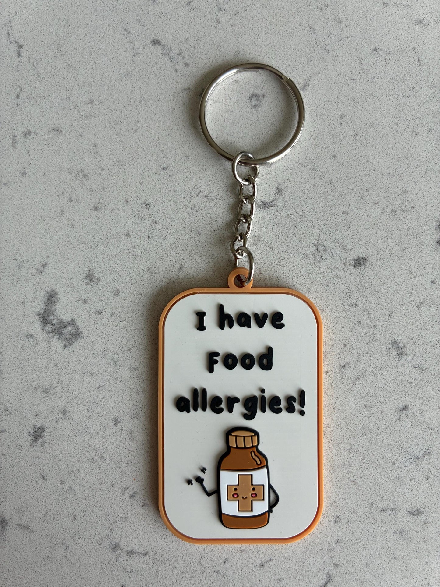 Food Allergy Alert PVC Keyring: Medical Alert Tag (I have food allergies)
