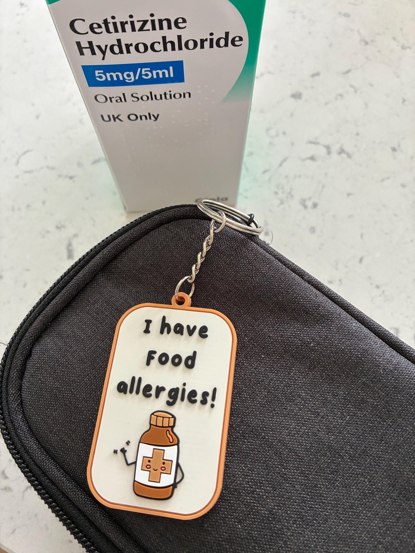 Food Allergy Alert PVC Keyring: Medical Alert Tag (I have food allergies)