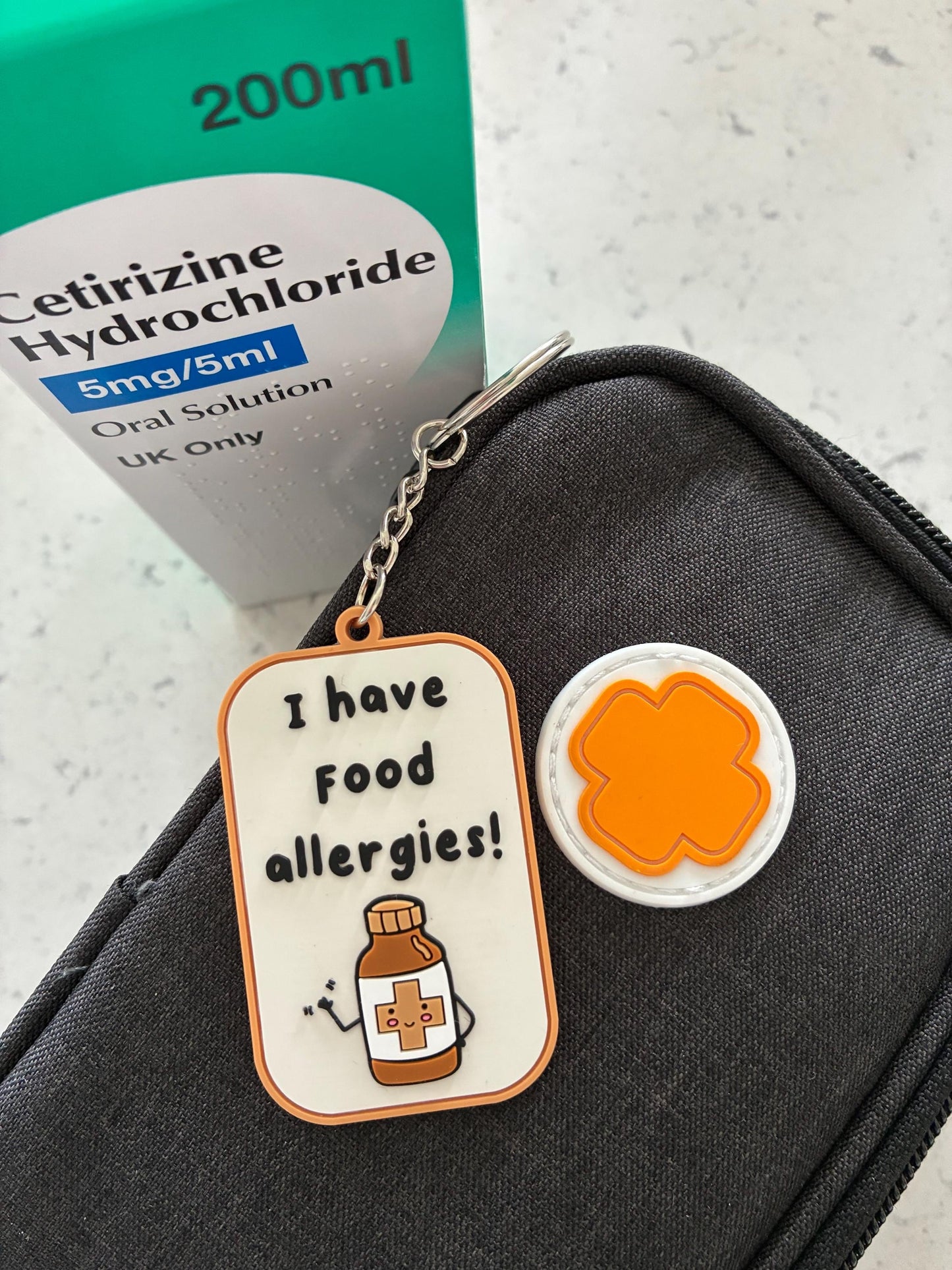 Food Allergy Alert PVC Keyring: Medical Alert Tag (I have food allergies)