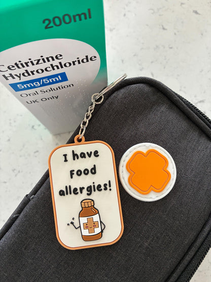 Food Allergy Alert PVC Keyring: Medical Alert Tag (I have food allergies)